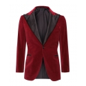 Viola Milano - Velvet Base Peak Lapel Tuxedo Jacket - Bordeaux - Handmade in Italy - Luxury Exclusive Collection