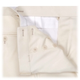 Viola Milano - Pantaloni Sartoriali in Cotone con Regolatori Laterali - Avorio - Handmade in Italy - Luxury Exclusive Collection