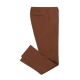 Viola Milano - Classic Raw Linen Trousers - Coffee - Handmade in Italy - Luxury Exclusive Collection