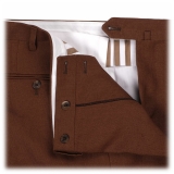 Viola Milano - Classic Raw Linen Trousers - Coffee - Handmade in Italy - Luxury Exclusive Collection