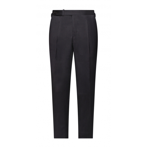Viola Milano - Sartorial Wool Pants with Side Adjusters - Dark Grey - Handmade in Italy - Luxury Exclusive Collection