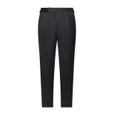 Viola Milano - Sartorial Wool Pants with Side Adjusters - Dark Grey - Handmade in Italy - Luxury Exclusive Collection