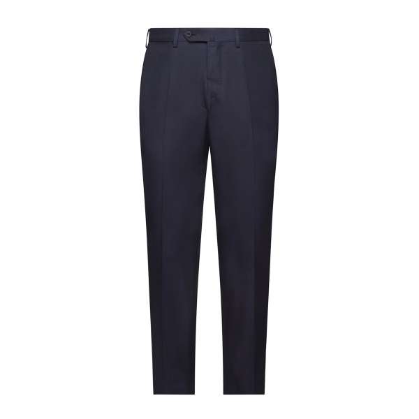 Viola Milano - Classic 4-seasonal Cotton Trousers - Navy - Handmade in Italy - Luxury Exclusive Collection