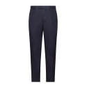 Viola Milano - Classic 4-seasonal Cotton Trousers - Navy - Handmade in Italy - Luxury Exclusive Collection