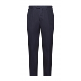 Viola Milano - Pantaloni Classici in Cotone 4 Stagioni - Navy - Handmade in Italy - Luxury Exclusive Collection