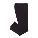 Viola Milano - Classic 4-seasonal Cotton Trousers - Navy - Handmade in Italy - Luxury Exclusive Collection