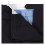 Viola Milano - Classic 4-seasonal Cotton Trousers - Navy - Handmade in Italy - Luxury Exclusive Collection