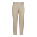 Viola Milano - Classic 4-seasonal Cotton Trousers - Beige - Handmade in Italy - Luxury Exclusive Collection