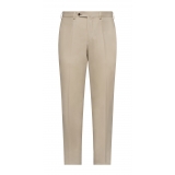 Viola Milano - Pantaloni Classici in Cotone 4 Stagioni - Beige - Handmade in Italy - Luxury Exclusive Collection