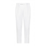 Viola Milano - Classic 4-seasonal Cotton Trousers - White - Handmade in Italy - Luxury Exclusive Collection