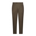 Viola Milano - Classic 4-seasonal Cotton Trousers - Army Green - Handmade in Italy - Luxury Exclusive Collection