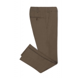 Viola Milano - Classic 4-seasonal Cotton Trousers - Army Green - Handmade in Italy - Luxury Exclusive Collection