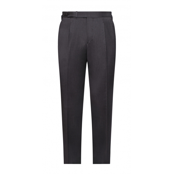 Viola Milano - Sartorial Wool Pants with Side Adjusters - Mid Grey - Handmade in Italy - Luxury Exclusive Collection