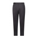 Viola Milano - Sartorial Wool Pants with Side Adjusters - Mid Grey - Handmade in Italy - Luxury Exclusive Collection