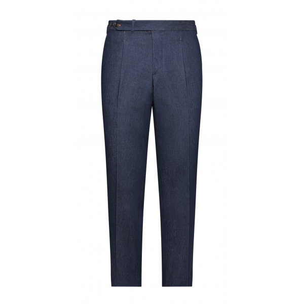 Viola Milano - Sartorial Denim Pants with Side Adjusters - Classic - Handmade in Italy - Luxury Exclusive Collection