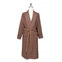 Viola Milano - Loro Piana Wool and Silk Dressing Gown - Coffee Glencheck - Handmade in Italy - Luxury Exclusive Collection