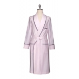 Viola Milano - American Oxford Stripe Dressing Gown - Pink and White - Handmade in Italy - Luxury Exclusive Collection