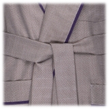 Viola Milano - Loro Piana Wool and Silk Dressing Gown - Beige Pattern - Handmade in Italy - Luxury Exclusive Collection