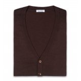Viola Milano - Sleeveless Cashmere and Silk Cardigan - Brown - Handmade in Italy - Luxury Exclusive Collection