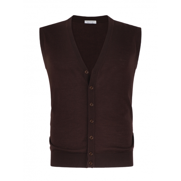Viola Milano - Sleeveless Cashmere and Silk Cardigan - Brown - Handmade in Italy - Luxury Exclusive Collection