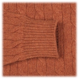 Viola Milano - Cable Knit Loro Piana Cashmere Sweater - Orange - Handmade in Italy - Luxury Exclusive Collection