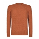 Viola Milano - Cable Knit Loro Piana Cashmere Sweater - Orange - Handmade in Italy - Luxury Exclusive Collection