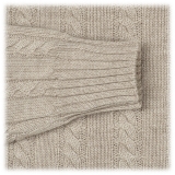 Viola Milano - Cable Knit Lambswool Sweater - Beige - Handmade in Italy - Luxury Exclusive Collection