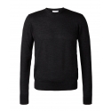 Viola Milano - Crew-Neck Merino Jumper - Dark Grey - Handmade in Italy - Luxury Exclusive Collection