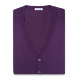 Viola Milano - Cardigan Senza Maniche in Cashmere e Seta - Viola - Handmade in Italy - Luxury Exclusive Collection