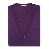 Viola Milano - Sleeveless Cashmere and Silk Cardigan - Purple - Handmade in Italy - Luxury Exclusive Collection