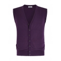 Viola Milano - Sleeveless Cashmere and Silk Cardigan - Purple - Handmade in Italy - Luxury Exclusive Collection