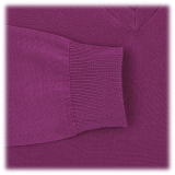 Viola Milano - Cashmere V-Neck Sweater - Fuschia - Handmade in Italy - Luxury Exclusive Collection