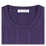 Viola Milano - Cable Knit Lambswool Sweater - Viola - Handmade in Italy - Luxury Exclusive Collection