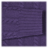 Viola Milano - Cable Knit Lambswool Sweater - Viola - Handmade in Italy - Luxury Exclusive Collection