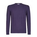 Viola Milano - Cable Knit Lambswool Sweater - Viola - Handmade in Italy - Luxury Exclusive Collection