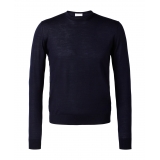 Viola Milano - Maglia Merino Girocollo - Navy - Handmade in Italy - Luxury Exclusive Collection