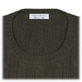 Viola Milano - Maglia in Cashmere Loro Piana a Trecce - Army Green - Handmade in Italy - Luxury Exclusive Collection