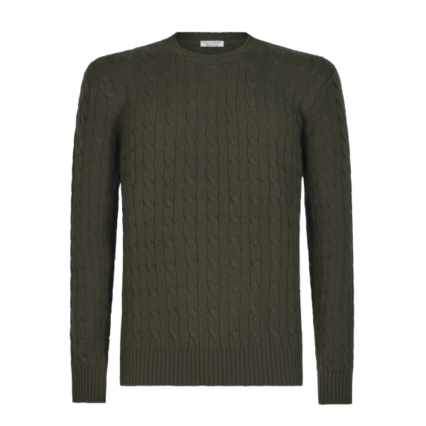Viola Milano - Cable Knit Loro Piana Cashmere Sweater - Army Green - Handmade in Italy - Luxury Exclusive Collection