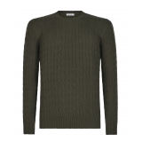Viola Milano - Cable Knit Loro Piana Cashmere Sweater - Army Green - Handmade in Italy - Luxury Exclusive Collection