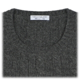 Viola Milano - Maglia in Cashmere Loro Piana a Trecce - Grigio Scuro - Handmade in Italy - Luxury Exclusive Collection