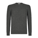 Viola Milano - Cable Knit Loro Piana Cashmere Sweater - Dark Grey - Handmade in Italy - Luxury Exclusive Collection