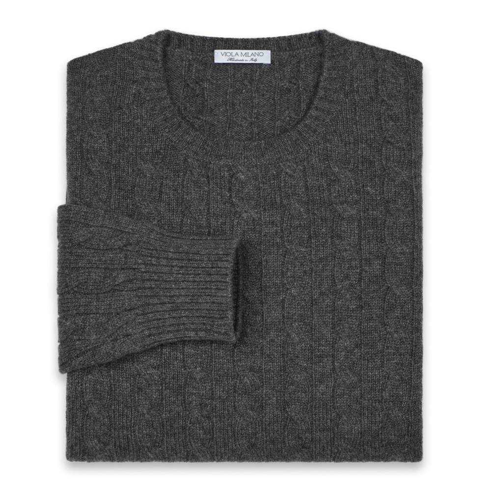 Viola Milano - Cable Knit Loro Piana Cashmere Sweater - Dark Grey ...