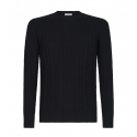 Viola Milano - Cable Knit Lambswool Sweater - Navy - Handmade in Italy - Luxury Exclusive Collection