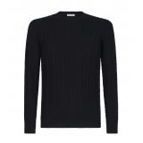 Viola Milano - Cable Knit Lambswool Sweater - Navy - Handmade in Italy - Luxury Exclusive Collection