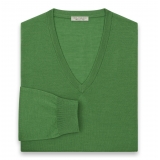 Viola Milano - Cashmere V-Neck Sweater - Apple - Handmade in Italy - Luxury Exclusive Collection