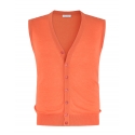 Viola Milano - Sleeveless Cashmere and Silk Cardigan - Orange - Handmade in Italy - Luxury Exclusive Collection