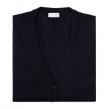 Viola Milano - Cardigan Senza Maniche in Cashmere e Seta - Navy - Handmade in Italy - Luxury Exclusive Collection