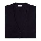 Viola Milano - Sleeveless Cashmere and Silk Cardigan - Navy - Handmade in Italy - Luxury Exclusive Collection