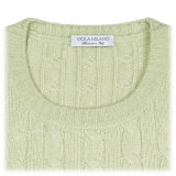 Viola Milano - Maglia in Cashmere Loro Piana a Trecce - Pistacchio - Handmade in Italy - Luxury Exclusive Collection