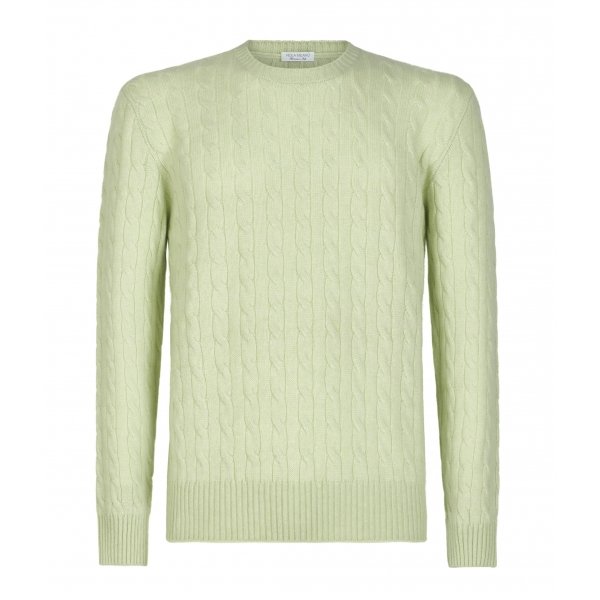 Viola Milano - Cable Knit Loro Piana Cashmere Sweater - Pistasch - Handmade in Italy - Luxury Exclusive Collection